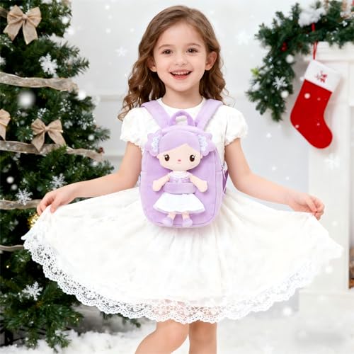 Image of Gloveleya Toddler Backpack Kids Backpack with Candy Purple Doll 9 inch