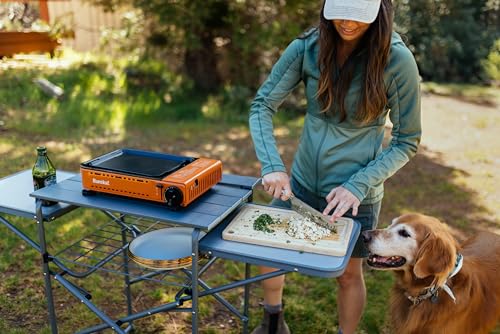 Eureka! Camp Kitchen Portable Folding Camping Cooking Table and Shelf,Grey