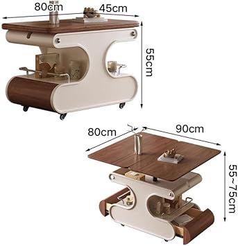 Lift Top Coffee Table for Living Room, Folding End Tables with Storage and Wheels, Modern Wood Coffee Tables Convertible Dining Table, Square Sofa Side Table for Small Space Apartment
