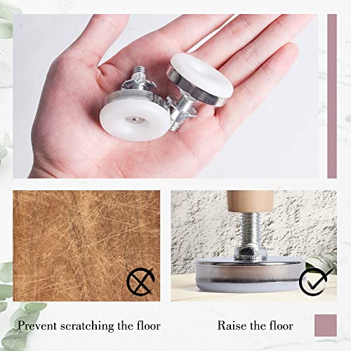 SPDYCESS 8 pcs M8 X 35MM Adjustable Levelling Feet, Screw-in Round Base Furniture Feet, Non-tilt Threaded Fixed Foot, Table Leg Extender Leveler, with 8 pcs 4-Pronged T Nuts, for Cabinet Desk Bed Legs - Image 4