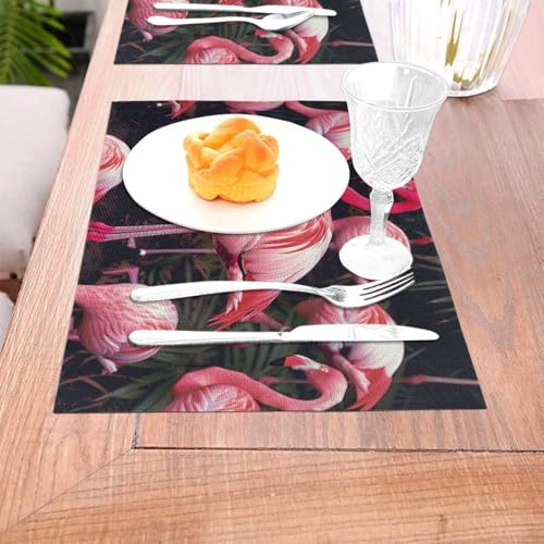 Sets de table anti-rayures et imperméables motif flamant rose - 6