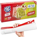 XupZip 9.1L Slider Freezer Bags with Airtight & Leakproof Smart Zip Seal – Reusable Food Bag with Expandable Bottom – 2 Gallon Heavy-Duty Large Zip-Lock Bags, 20 Pcs