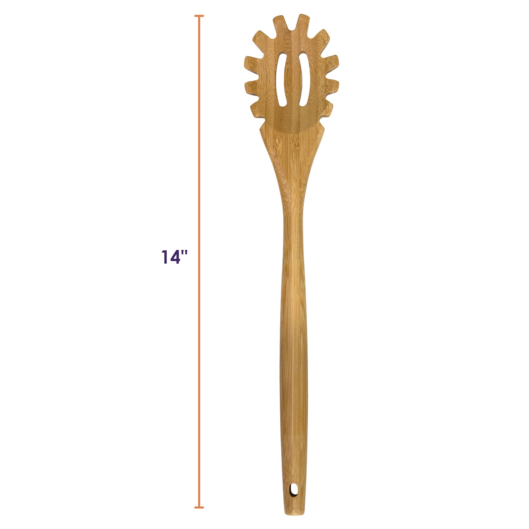 Totally Bamboo 14" Spaghetti Spoon β Natural Bamboo Pasta Server with Teeth | Eco-Friendly, Nonstick Safe, Durable Kitchen Utensil 4