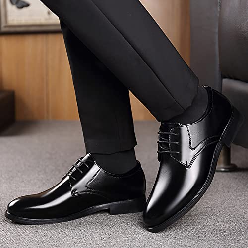 Zapatos de cuero para hombre con cordones: diseño británico clásico de textura lisa 3