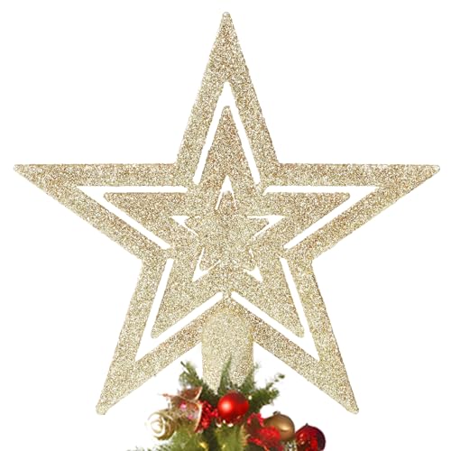 Gold Glitzernde Weihnachtsbaumspitze Stern, Glänzenden...