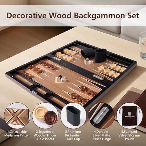 Juego de Backgammon Clásico de Madera de 19 Pulgadas miniatura 4