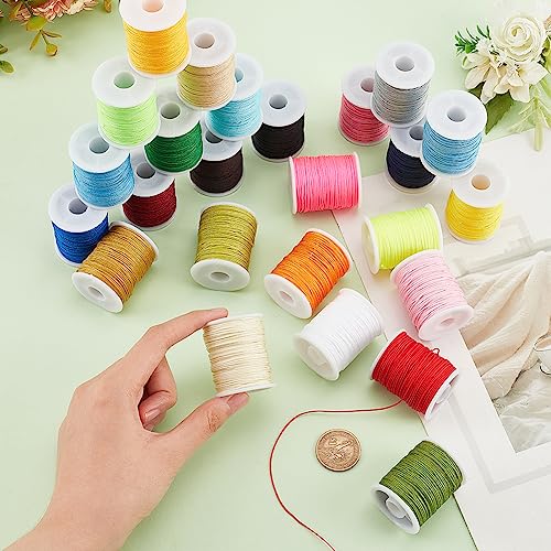 Image of PH PandaHall 0.8mm Nylon String Beading Thread 25 Colors Chinese Knotting, Kumihimo Macrame Cord Wind Chime Blinds String for Macrame Friendship Bracelets Christmas Ornament, 250 Yards