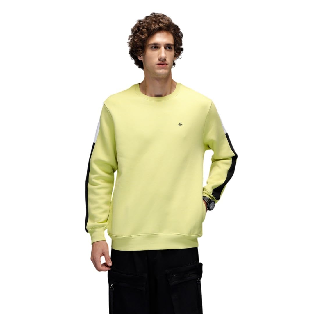 wrogn Men's Cotton Poly Fleece Sweatshirt | Color Block Design | Slim Fit-picture-25