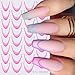 6 Sheets French Tip Nail Stickers for 3D Self-Adhesive Gradient Decals - Colorful Stripe Tips Supplies for DIY Art Decorations Tools