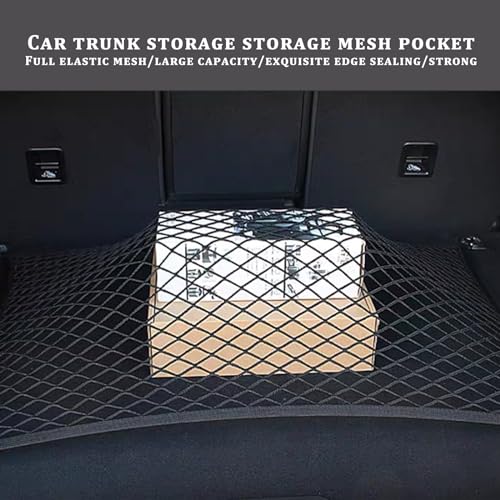 OMJMYY Kofferraumnetz Gepäcknetz Auto 80x100cm Erstreckt Sich auf 210x140cm Kofferraum Netz Aufbewahrung Netz für Kofferraum Autodach mit 4 ABS Haken für die Meisten Autos