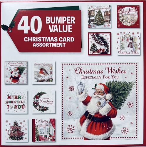 Christmas Cards Assortment Box Multipack, Pack of 40 Christmas Cards Boxed Bumber Value