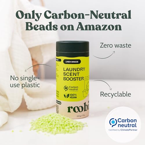 Image of Roobi Sustainable Laundry Scent Booster Beads. Linen Breeze Fragrance | Up to 20 Washing Cycles, Carbon Neutral, 100% Vegan. 200 Grams