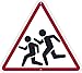 NMC TM602K Pedestrian Crossing Sign - 24 in. Triangle Shaped Sign, Heavy Duty High Intensity Reflective Aluminum Traffic Signage with Graphic