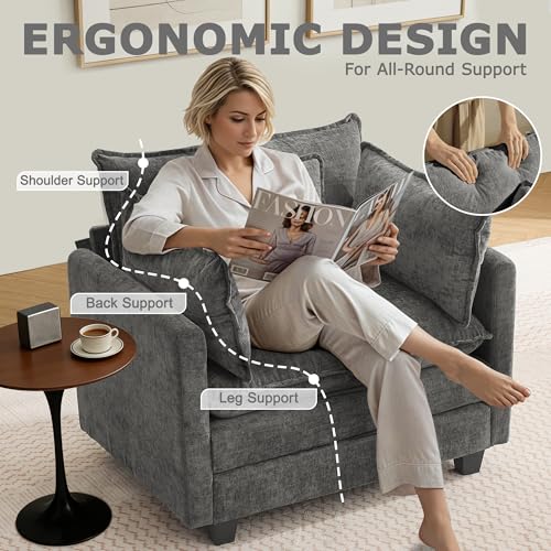 Image of 42 inch Modular Sectional Sofa, Cloud Couch Single-Seat Accent Chair