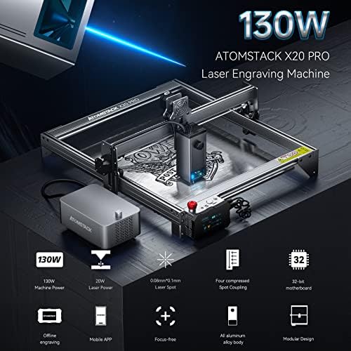 ATOMSTACK X20 Pro Laser Engraving Machine - 130W DIY CNC Laser 