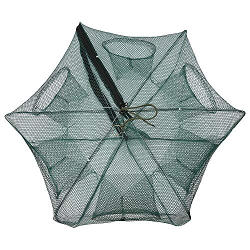Fish Trap 6 Holes Automatic Fishing Net Shrimp Cage Nylon Foldable Crab Fish Trap Cast 21.3x8.6