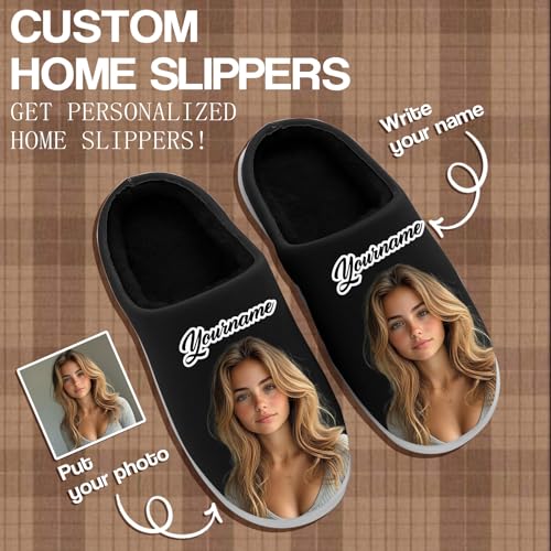 Customized Winter Slippers for Men Women Personalized Fur-Lined Personal Photo Gift Slipper Non-slip Indoor Bedroom Shoes2