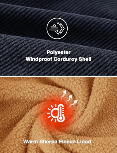TBMPOY Men's Corduroy Jacket Sherpa Fleece Lined Casual Coat Turn-Down Collar Winter Warm Thickened Jackets with Pockets4
