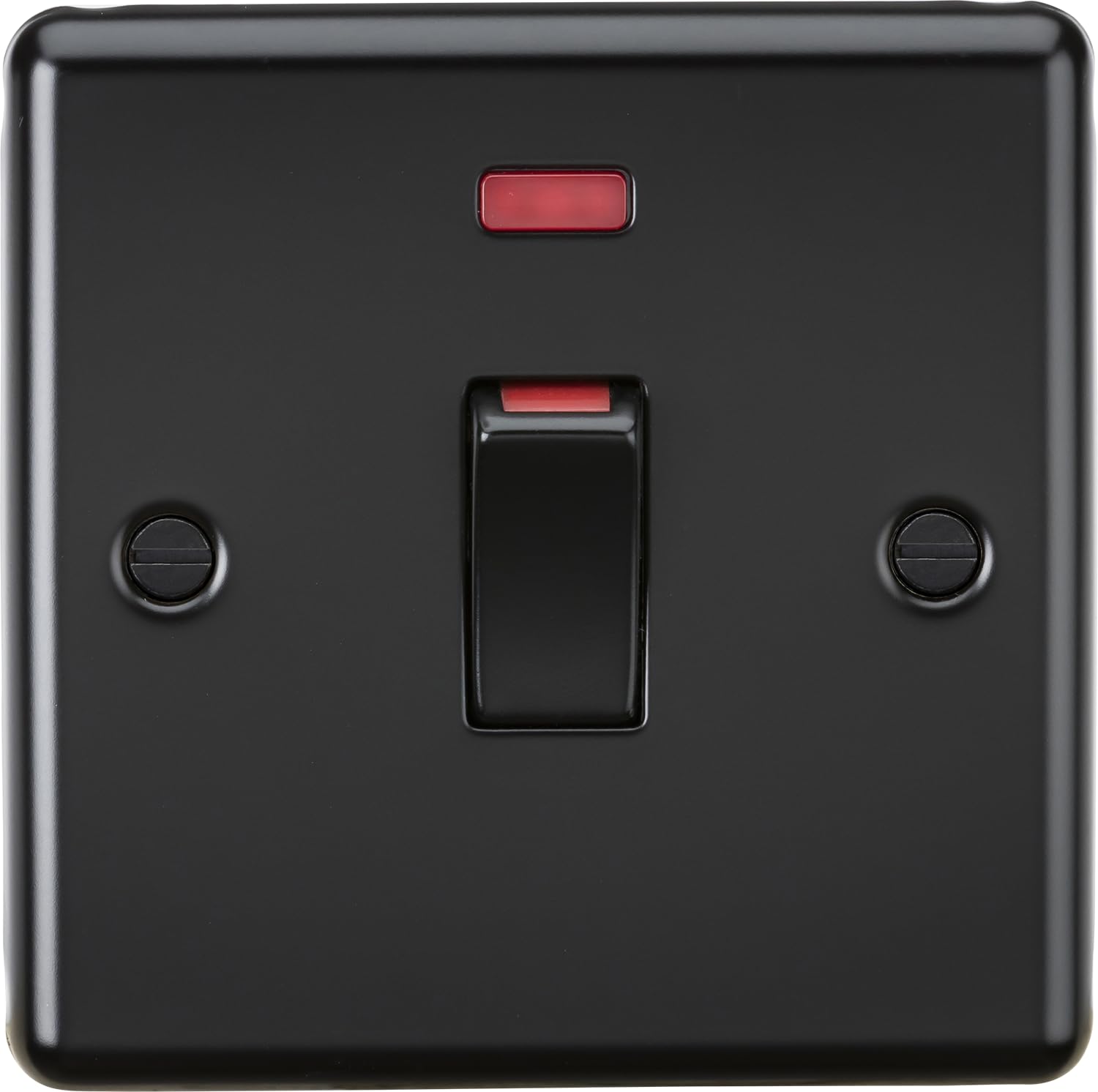 Knightsbridge 45A 1G DP Switch with neon - Matt Black