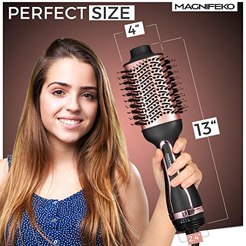 Magnifeko Hair Dryer Brush And Styler Volumizer Hot Air Hairdryer Brush In One - Round Blow Dry Brush - Electric Hair Drying (Black Rose Gold) #TOP5