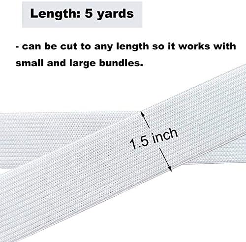 Miniatura 4 de Leline's Bobina elástica, banda elástica de punto para coser, 1.5 pulgadas x 5 yardas, color blanco