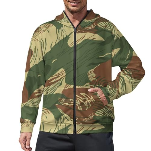 Rhodesian Camouflage Men's Full-Zip Hoodie Long Sleeve Classic Fashion Sweatshirts Casual