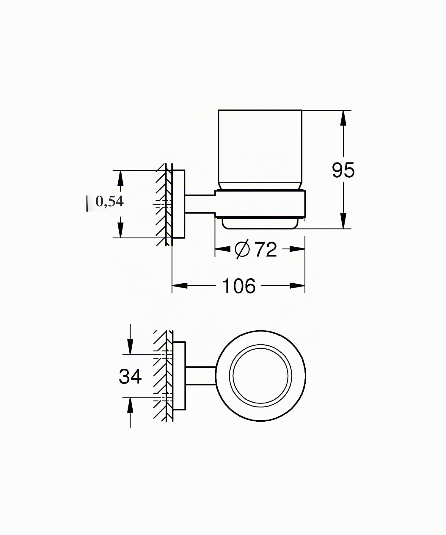 GROHE Start Cube - Glas mit Halter (verdeckte Befestigung, Material: Glas/Metall), chrom, 41097000 + Kleber für BadAccessoires