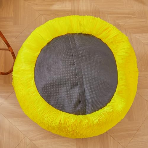 FOPPA Furry Fuzzy Fluffy Yellow Bean Bag Chair Covers &ndash; Soft Plush Shaggy Yellow Bean Bag Chair Cover for Kids Girl, Stuffed Animals Bean Bag Storage, No Filler, 38"x38"x40"