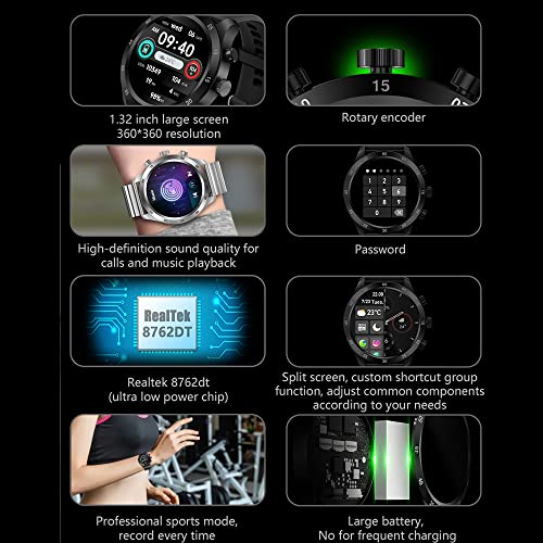 TYBERLEY Men's Smartwatch 1.32" HD Round Screen Bluetooth Talk Activity Tracker Blood Pressure/Oxygen/Heart Rate/Sleep Monitoring IP67 Waterproof Sports & Fitness Watch for Android iOS - Image 2