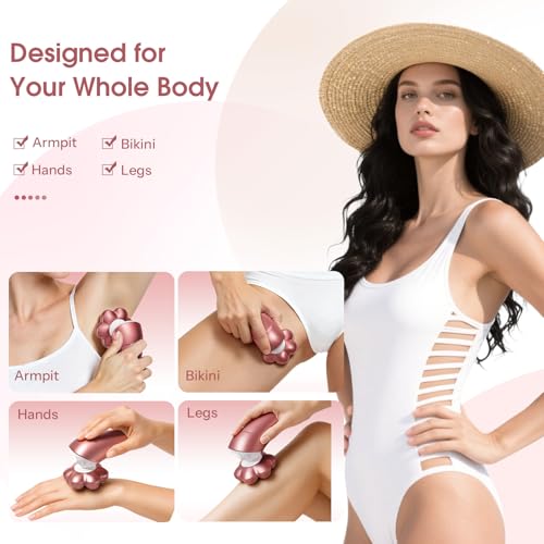Image of Electric Razors for Women Legs: 5-in-1 Rechargeable Body Shaver, 7D Wet & Dry Body Trimmer, IPX7 Waterproof Lady Hair Remover for Face Underarms Pubic, Light Pink