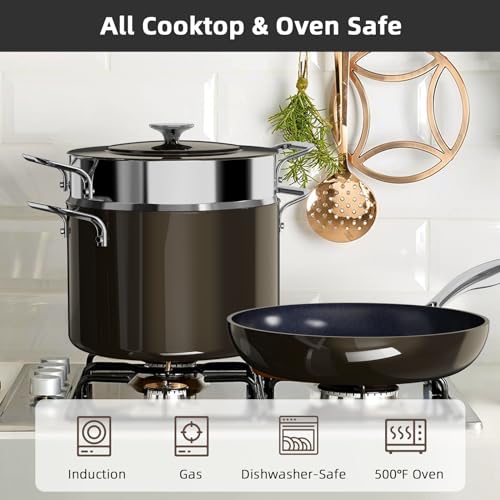 Image of Nuwave Lux 13pc Forged Lightweight Cookware Set PFAS Free, Healthy G10 Duralon Ceramic Coating, Ultra Non-Stick, Stay-Cool Handles, Works on All Cooktops & Induction Ready