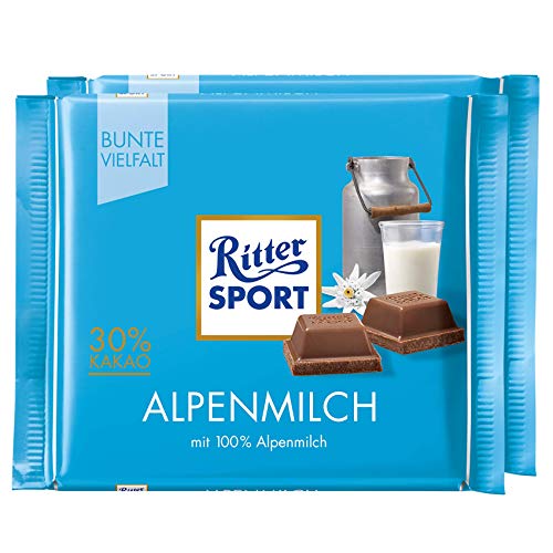 Ritter Sport Alpine Milk Chocolate Bar Candy Original German Chocolate 100g/3.52oz (Pack of 2)