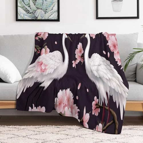 Couvertures moelleuse flannel grue blanche de qualité premium pour lit double - 3