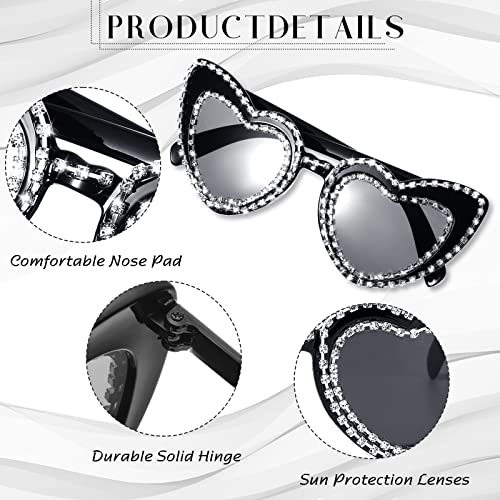 Xuhal 6 Pairs Bride Heart Rhinestone Sunglasses for Women Bachelorette Bridesmaid Glasses Wedding Favor Gifts4