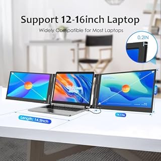 KPKUE 15.6" Laptop Screen Extender, FHD Monitor Extender, One Cable for Three Screen, Type-C/USB-A IPS Dual Screen Triple Monitor for 12''-16'' Laptop (Support Wins, Mac, ChromeOS System)