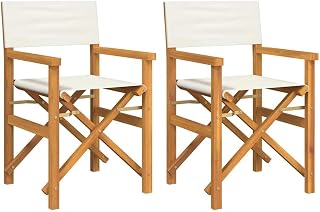 vidaXL Sillas de Director Plegables 2 uds Madera Maciza Teca Crema
