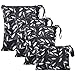 WD&CD Sac à Couche de Bébé,[4 Pcs] Organisateur des Couches Humides et Vêtements Sales, Réutilisable, Lavable, Sac Fourre Tout pour Bébé, Plage Piscine Gym (Noir, Motif Plume)