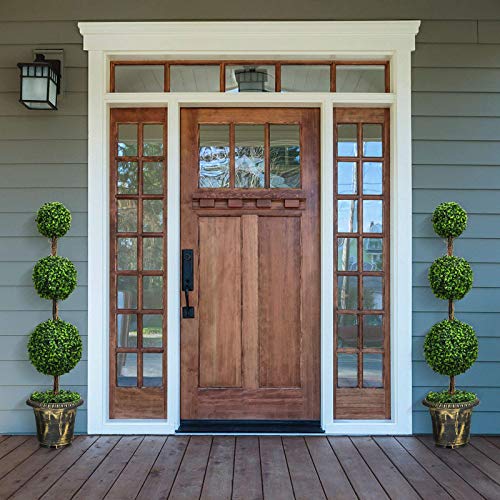 Goplus 4 Ft Artificial Boxwood Topiary Tree, Fake Greenery Plants Ball Tree, Leaves & Cement-Filled Plastic Flower Pot Decorative Trees for Home Office Indoor Outdoor