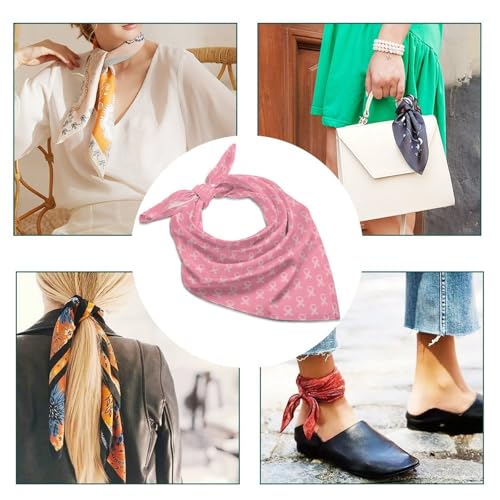 OBLUE Breast Cancer Awareness Pink Ribbon Faith Hope Love Sunflower Silk Scarf Multifunctional Square Hair Scarfs Women4