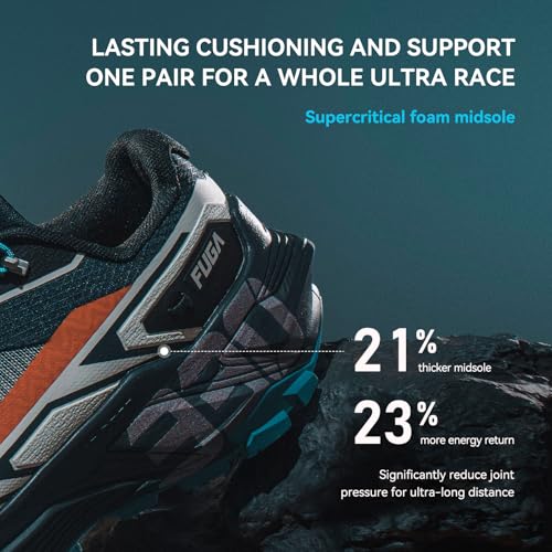 Image of Fuga EX330 Men's Trail Running Shoes, Comfortable Ultra-Long Distance Trail Running Shoes with High-Rebound and Cushion, Lightweight Breathable Non Slip Mountain Trail Shoes for Diverse Terrain