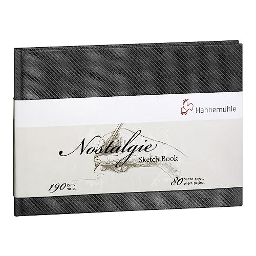 Hahnemühle Nostalgie Skizzenbuch, Premium Zeichenbuch, 190 g/m², naturweiß, 80 Seiten, DIN A5 - Portraitformat