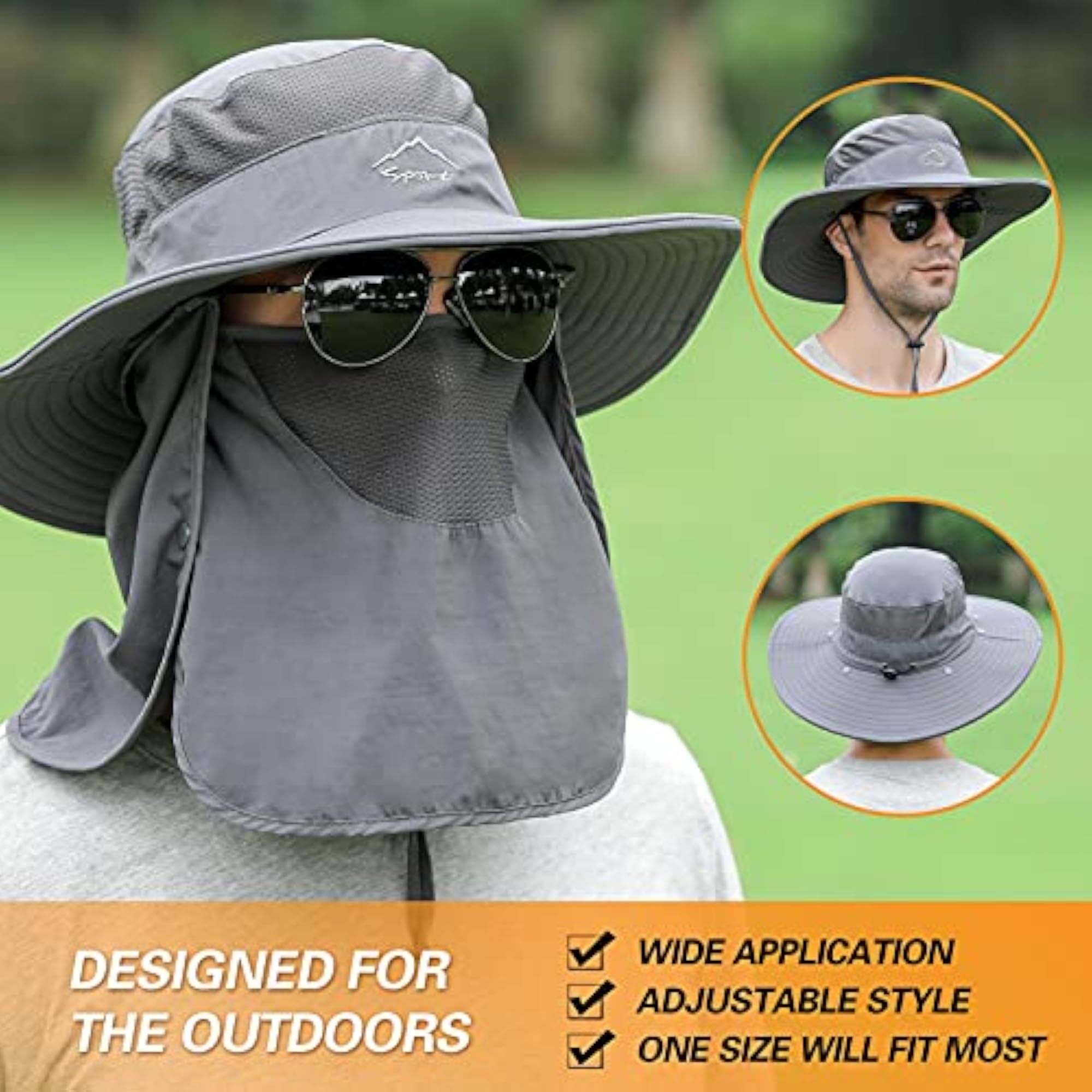 Wide Brim Sun Hat with Detachable Neck Flap