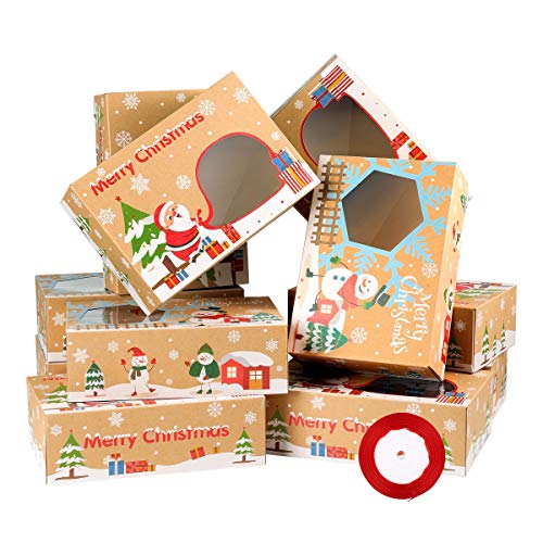 HEMOTON 16 Stück Weihnachts-Plätzchenboxen mit Bändern