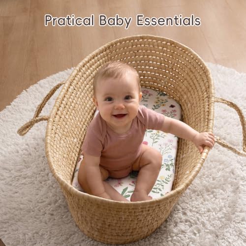 Image of david's kids 3 Pack Bassinet Sheets, Ultra Soft Breathable Comfortable Baby Sheet Set for Boys Girls Neutral, Univeral Fit for Most Cradle and Bassinet Mattress, Garden