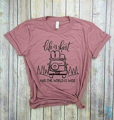 Vista 2 de Life is Short and the World is Wide - Camping Shirt, Adventure Awaits, Adventure Shirt, The Mountains are Calling, Travel Shirt, The Beach is