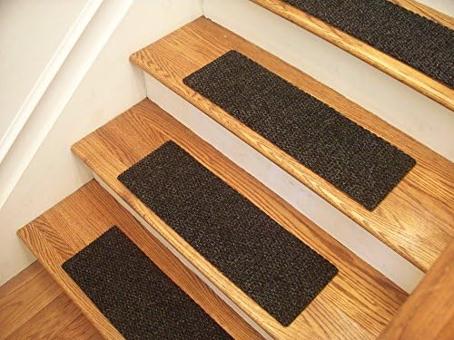 Essential Carpet Stair Treads - Style: Berber - Color: Charcoal Black - Size: 24" x 8" (Set of 7)