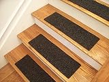 Essential Carpet Stair Treads - Style: Berber - Color: Charcoal Black - Size: 24" x 8" (Set of 7)