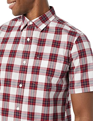 Amazon Essentials Men's Slim-Fit Short-Sleeve Poplin Shirt, Red Checked, Medium - Image 5
