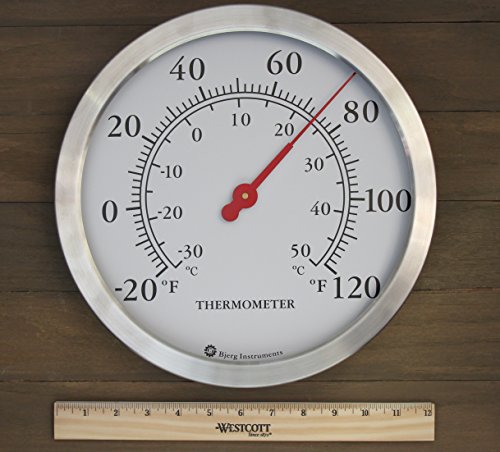Bjerg Stainless Steel Wall Thermometer, 12 Inch, Round Accurate Readings For Home, Garage, Pool, Office, Kitchen And Patio Wall Thermometer (Silver) #TOP4