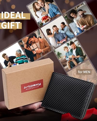 Image of Artpaxy Mens Wallet Bifold Genuine Leather RFID Blocking Wallet for Men with 1 ID Window 15 Card Holders 2 cash pockets 1 Gift Box